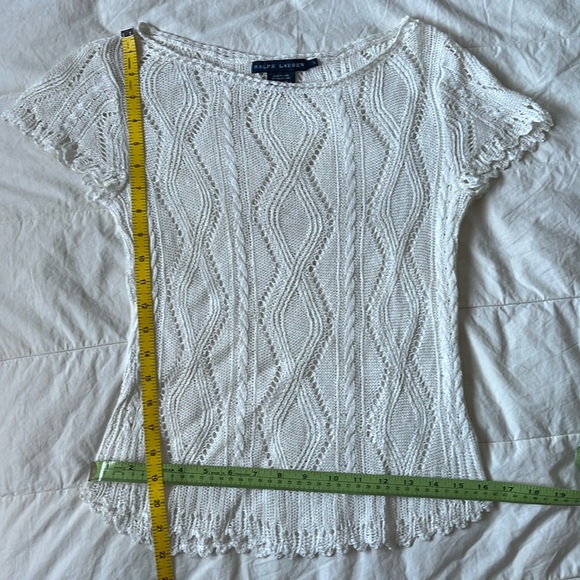 Ralph Lauren Crochet Linen short Sleeve Sweater / Size S - Picture 7 of 8